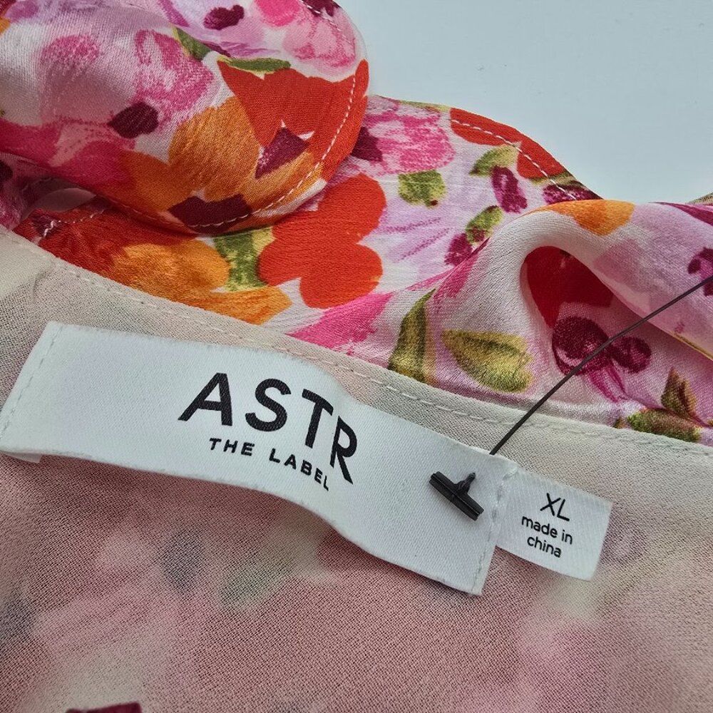 ASTR Floral Ruffle Mini Slip Dress XL Pink Orange Spring - Picture 5 of 11